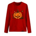 thumbnail image 4 of Jsaierl Halloween Shirts for Women Funny Pumpkin Ghost Graphic Tees Stretch Round Neck T-shirt Long Sleeve Dressy Casual Blouse Tops Halloween Clothes, 4 of 4