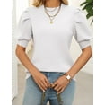 thumbnail image 6 of Cogild Puff Sleeves Sweaters for Womens Short Sleeve Crew Neck Oversized Sweaters Tops Solid Color, 6 of 6