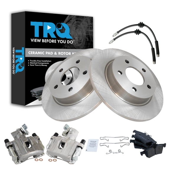 TRQ Rear Brake Pad and Rotor Set Ceramic Calipers Fits 2006-2008 Mazda 3