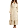 thumbnail image 2 of Women's Long Dress Evening Spring Autumn Outfit Chic Elegant Long Sleeve V Neck Jacquard Loose Swing Dress Street Wear-d-S, 2 of 7
