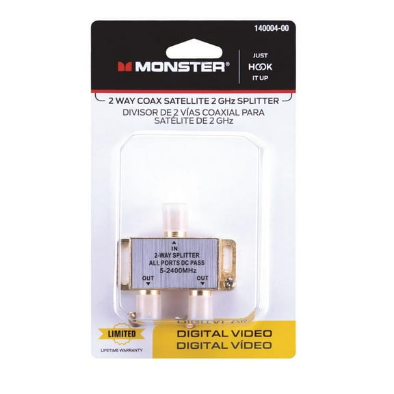 Monster Jhiu 140004-00 Gold 2-Way Satellite Splitter
