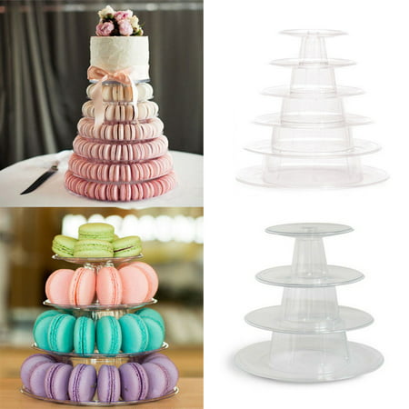 4/6 Tiers Round Clear Macaron French Macaroons Tower Pyramid Stand Rack