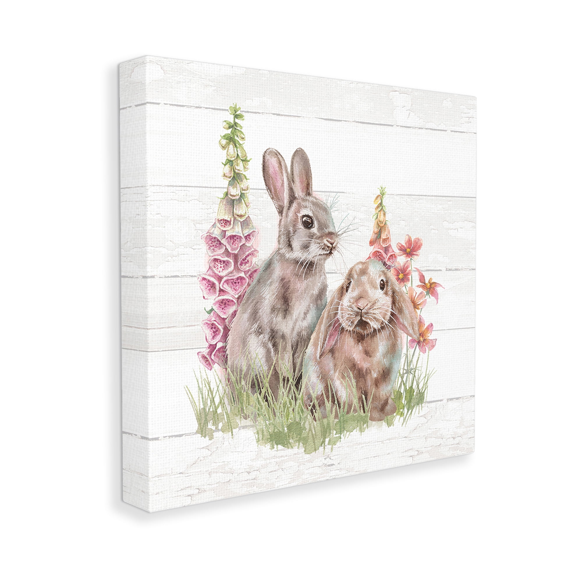 Stupell Industries Rabbits & Country Florals Animals & Insects Painting Gallery Wrapped Canvas Art Print Wall Art, 17 x 17