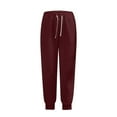 thumbnail image 4 of Zpanxa Women's Autumn Winter Solid Color Waffle Knit Sweatpants Loose Fit Elastic Waist Lounge Pants with Pockets, 4 of 5
