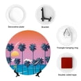 thumbnail image 4 of Yiaed Beach with Palm Trees Print Bone China Decorative Plate Ceramic Dinner Plates Art Crafts with Display Stand-6in, 4 of 6