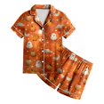 thumbnail image 5 of UAYOTSE Silky Button‑Up Satin Pajama for Kids Girls, Collared Short Sleeve Top plus Matching Shorts, Relaxed‑Fit Indoor Loungewear Outfit Size 4-5 Years, 5 of 6