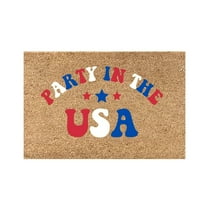 Door Mat Durable Doormats American Stars Patriotic Coir Doormat with Heavy-Duty 4th of July Patriotic Door Mat Sale Clearance Independence Day Floor Rug for Indooor Outdoor Hello, Summer 16x24 In
