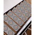 thumbnail image 3 of Colorful Boho Stair Treads for Wooden Steps Indoor Runner Rug Carpet, Ethnic Vintage Mexican Flowers Southwestern 4 Pieces Peel and Stick Staircase Step Treads Covers Washable Throw Door Mats, 30"x8", 3 of 5