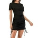 thumbnail image 3 of Vestido ajustado con cordón, manga corta, para fiesta de noche, con falda envolvente, para mujer y niña, talla XL (negro), 3 of 8