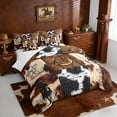 thumbnail image 2 of Erosebridal Rustic Cowhide Print 7pcs Bedding Comforter Set,Western Cowboy Texas Stars Queen Bedding Sets For Men Adults,Reversible, 2 of 7