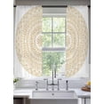 thumbnail image 2 of Beige Boho Sheer Curtains 63 Inch Length 2 Panels Set, Semi Transparent Voile Rod Pocket Curtains for Living Dining Room Bedroom Drapes Retro Farmhouse Ethnic Abstract Geometric Art, 2 of 6