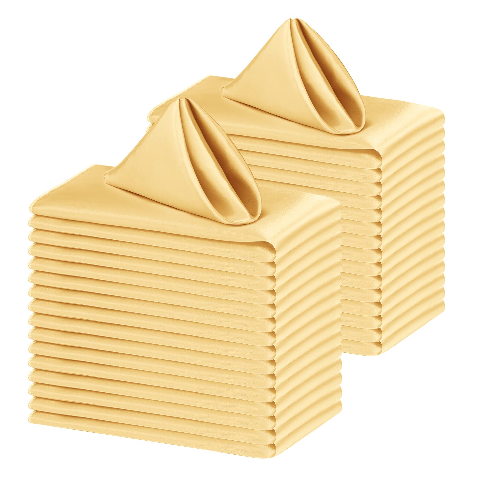 30 Pieces Satin Dinner Napkins 17 x 17 Inch Square Table Napkins Bright