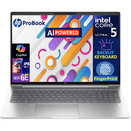 HP Probook 460 AI Powered Laptop 16.0in IPS WUXGA Display (Intel Ultra 5 125U, 64GB DDR5, 512GB PCIe SSD, Intel Graphics, Backlit KB, Fingerprint, WiFi 6E, Webcam, Bluetooth 5.3, Win 11 Home)