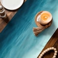 thumbnail image 3 of Blue Teal Ombre Table Runner - 60 Inch Long Coastal Beach Modern Abstract Art Cotton and Linen Blended Dress Scarves Farmhouse Table Runner for Kitchen Dining, Coffee Table, 13" x 60", 3 of 8