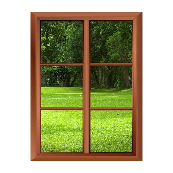 Wall26 Removable Wall Sticker/Wall Mural - Garden with Green Grass - Creative Window View Vinyl Sticker - 24"x32"