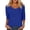 Blue, variant on Blouses for Women 3/4 Sleeve Casual Solid Color Print Neck Low Cut T Shirt Top Casual Basic Tee S