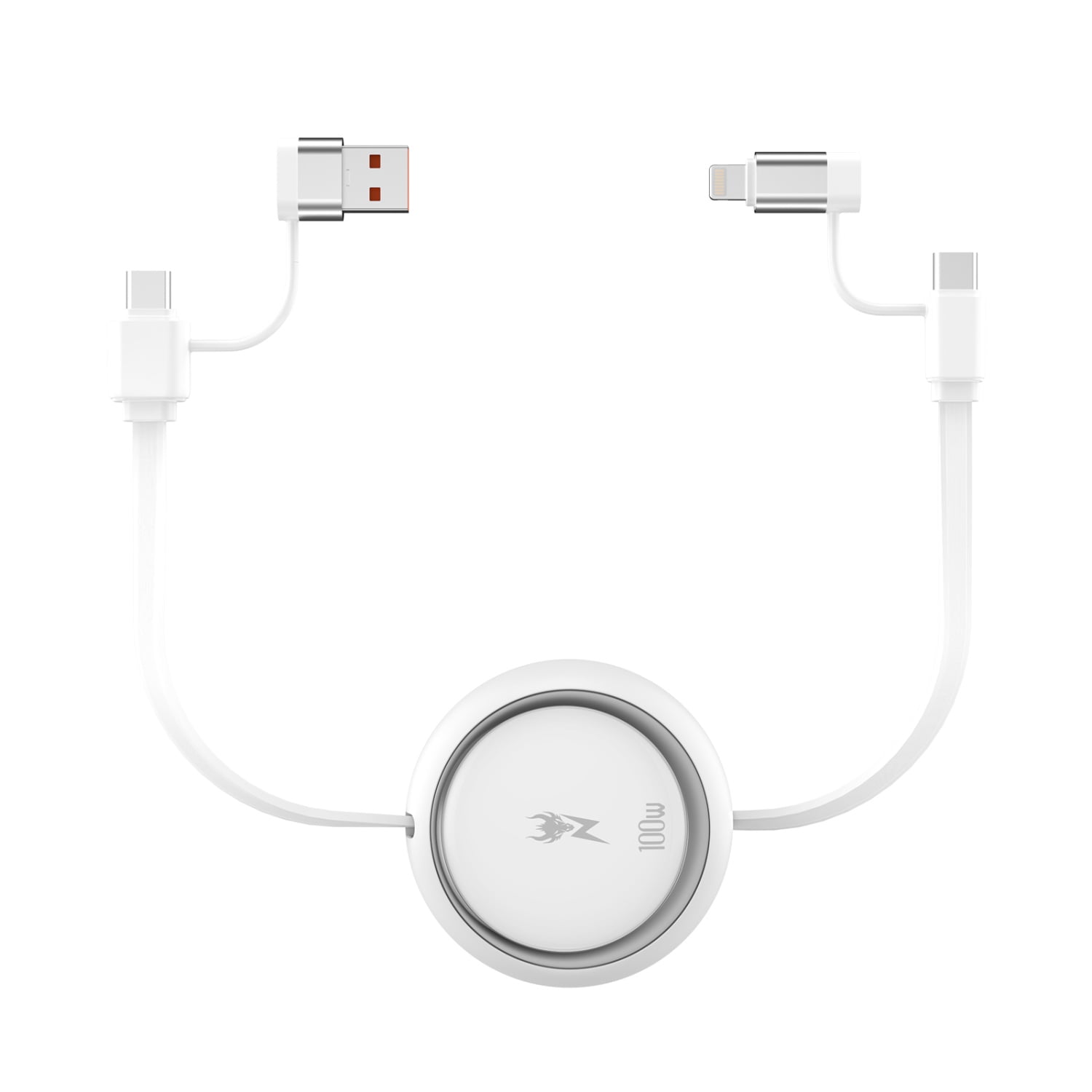 MtBat Pro PowerLines 4-in-1 Dual-Retractable Charging Cable - 3FT - White