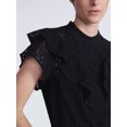 thumbnail image 4 of Scoop Women’s Lace Ruffle Peplum Blouse with Short Sleeves, Sizes XS-XXL, 4 of 5
