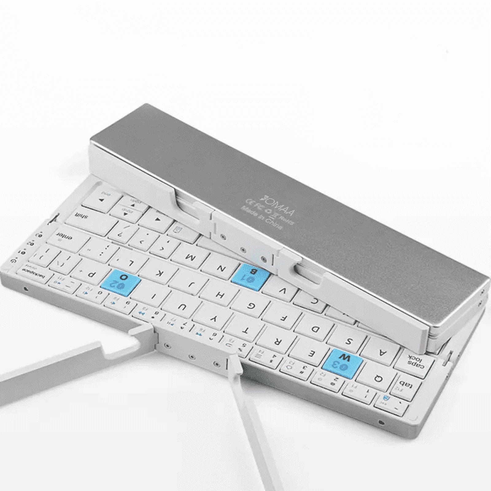 Jomaa Foldable Bluetooth Keyboard Rechargeable Keyboard Mini Folding Wireless Keyboard Aluminum Keypad With Stand For Phone