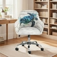 thumbnail image 2 of ZIATUBLES Turtle Wood Grain Print Modern Curved Back Chair Covers with Armrests Stretchable Accent Dining Room Chair Slipcovers Removable Swivel Vanity Office Desk Armchair Protector, 2 of 7