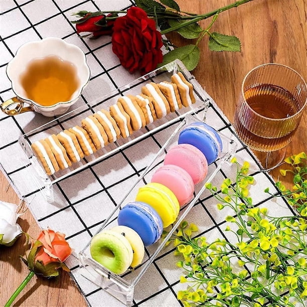 Clear Cracker Serving Tray, Transparent Macaron Display Tray, Rectangular Cracker Holder for Serving Trays