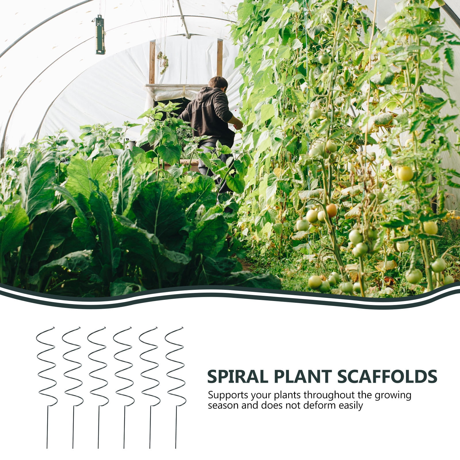 Worgeous  6 Pcs Spiral Plant Support Scaffolds Tomato Rack Plants Green