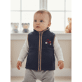 thumbnail image 3 of Chaleco informal de otoño para niño, sin mangas, con cuello alto y cremallera, bordado de tractor, chaqueta de forro polar., 3 of 7