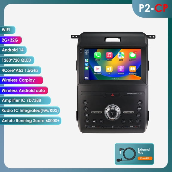 Ossuret Android 13 Bluetooth Apple CarPlay 2 32GB Wifi AUX Car Stereo Radio Head Unit Multimedia GPS Navigation Player In Dash For Ford F150 F-150 2013-2014