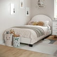 thumbnail image 4 of Buzz & Bloom Kids Twin-Size Platform Bed with Curved Channel Stitched Headboard, Marshmallow, 4 of 12