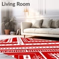 thumbnail image 2 of ODIKA 4'x6' Machine Washable Non-Slip Area Rug, Cheerful Cane Stripe Floor with Constellation Design High Traffic Rug, Red, 742258, 2 of 7