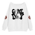thumbnail image 4 of LEKDFST Womens Off The Shoulder Sweatshirt Cute Football Graphic Hoodies Long Sleeve Oversized Pullover Fall Tops Streetwear White XXL, 4 of 5