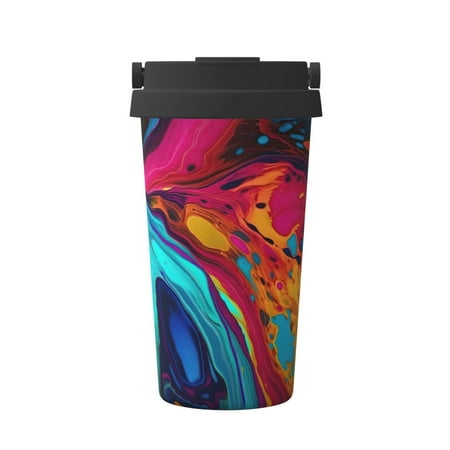 

KLL Colorful Abstract Swirls Pattern Stainless Steel Vacuum Insulated Tumbler - Carry Insulated Coffee Mug - Reusable Insulated Cold Brew Iced Coffee Cup Thermos