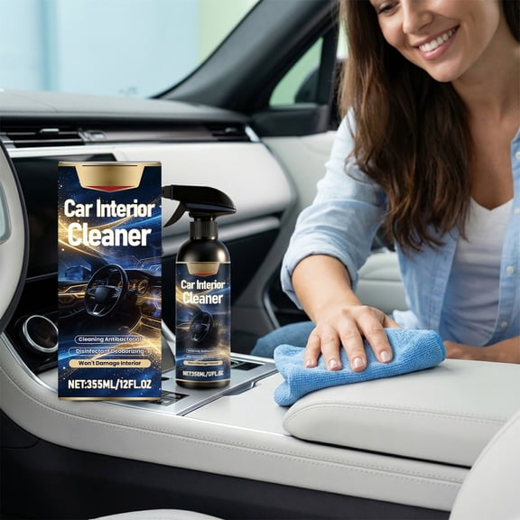 Hikmarion Car Interior Cleaner 355Ml Spray For Seat Upholstery Dashboard Stain Removal & Cleanliness Ation Daily Car Maintenance Interior Detailing Cleaner