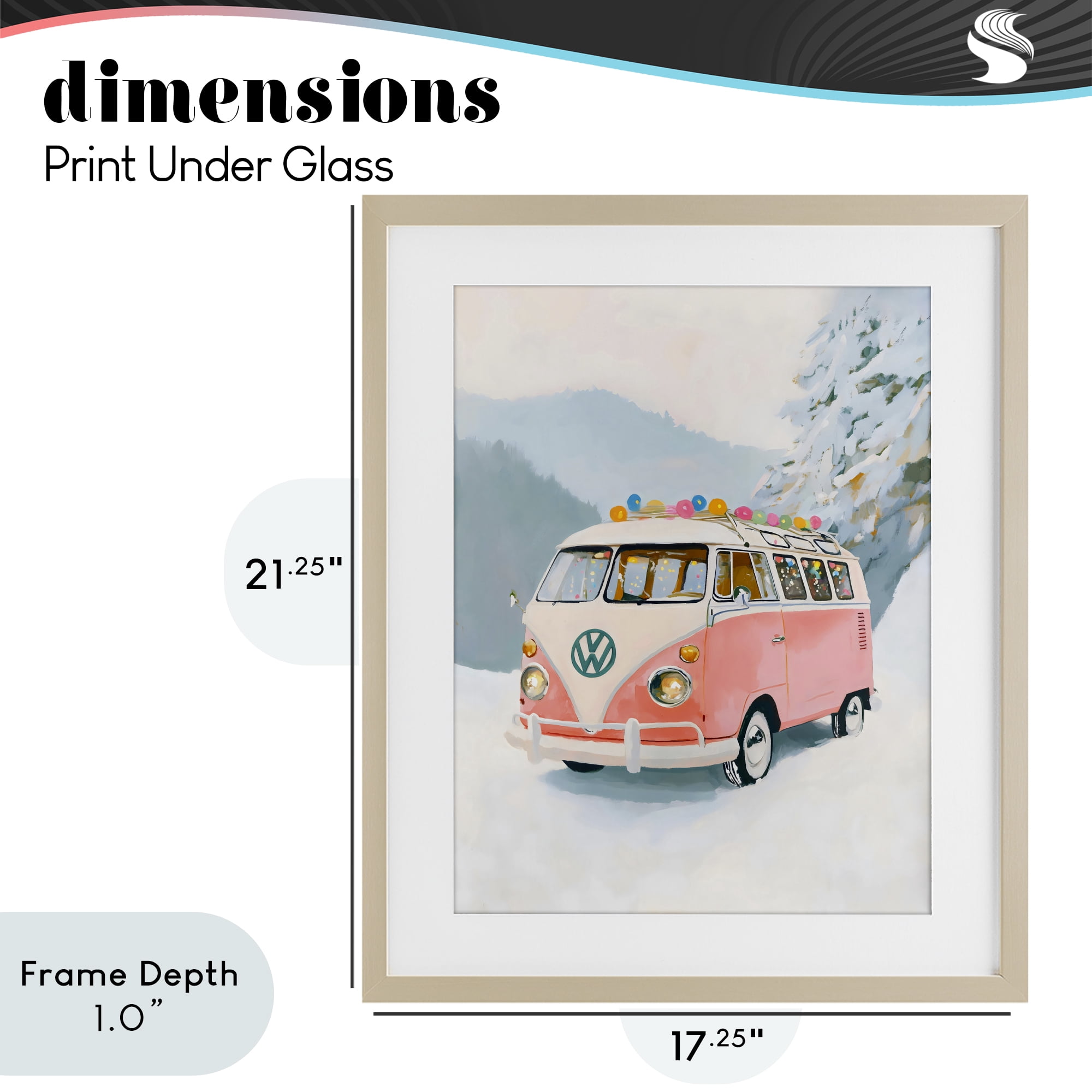 Stupell Industries Pink Christmas Van in Snow Birch Framed Print Under Glass, design by The Prints Vibe