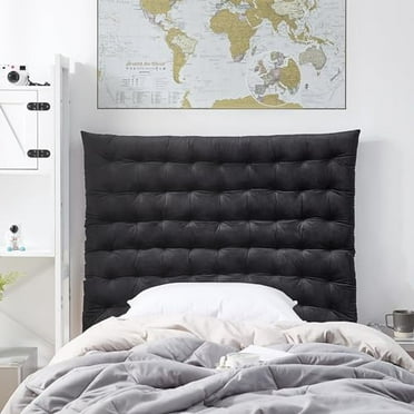 DormCo Rainha Cushion Tufted College Headboard - Black Velvet