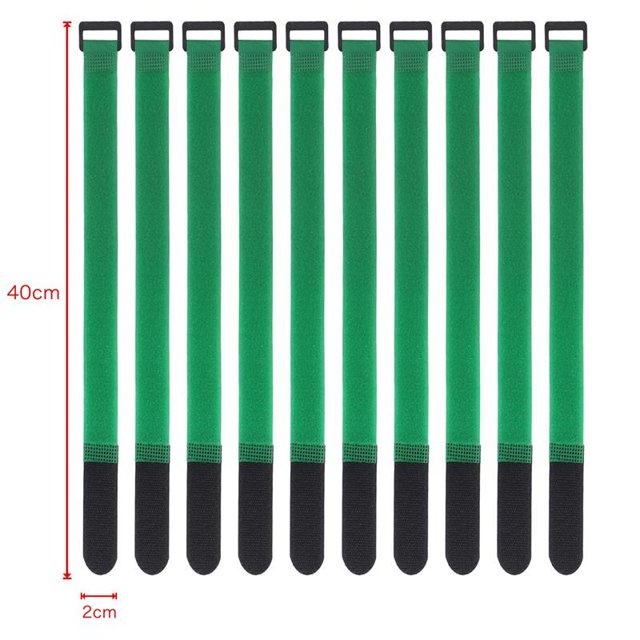 Magic Tape 10Pcs Reusable Hook Loop Nylon Straps Reverse Colored Fastening Tape Self Adhesive Cable Ties Wrap Bundle Fixed Ties 1500762-length 40cm width 2cm