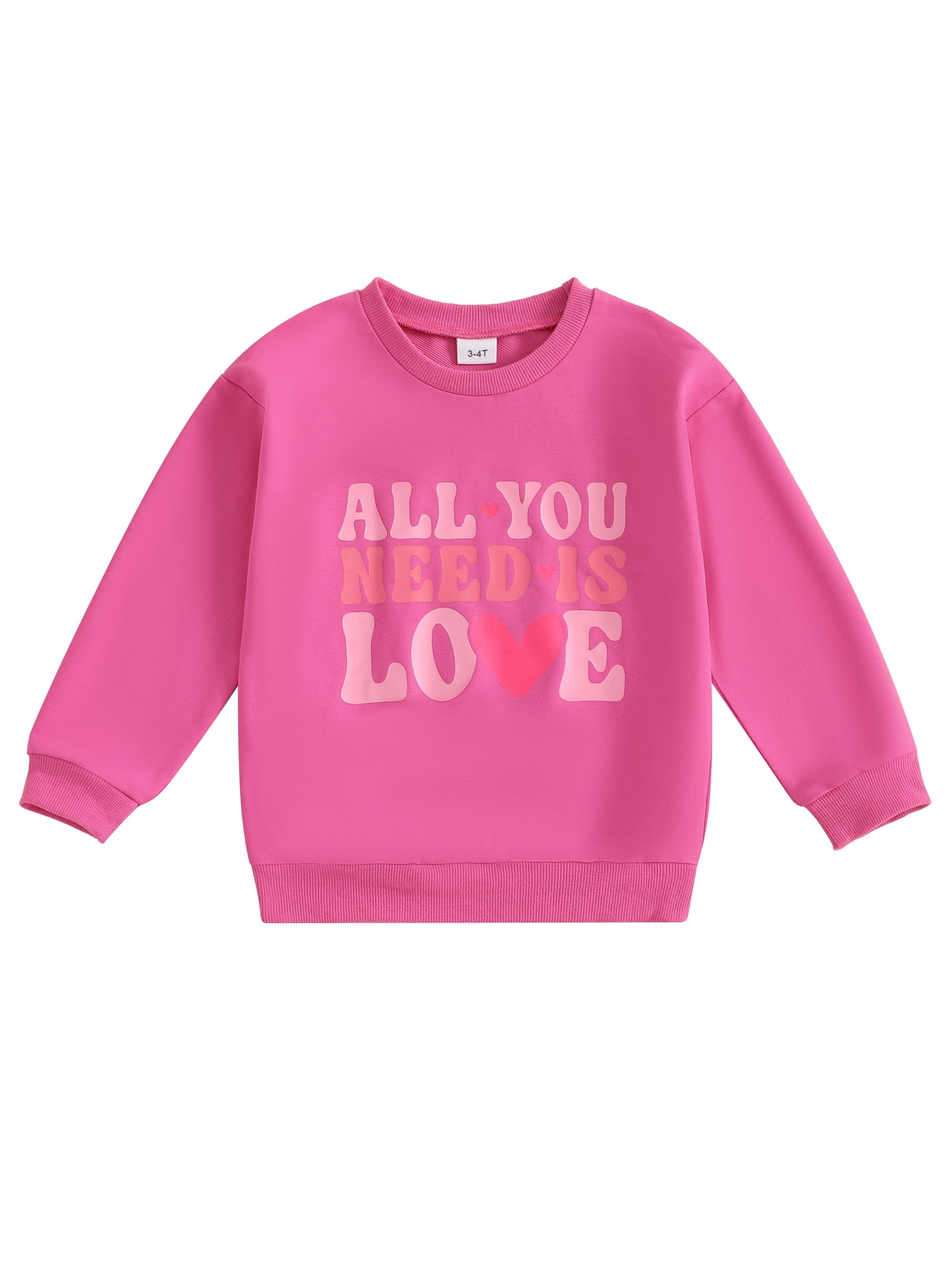 Gupgi Chandails en Molleton de Saint-Valentin pour Bébé Fille Manches Longues Col Rond Imprimé Lettre Cœur Pulls Hauts de Printemps