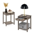 thumbnail image 5 of Furinno Classic Side Table Set of 2, 2-Tier Modern End Table with Small Drawer and Open Shelf, Night Stand, Bedside Table, for Living Room, Bedroom, Rustic Oak, 5 of 5