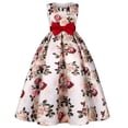 thumbnail image 2 of Penkiiy Robe Fleurie Filles Sans Manches Coton Imprimée Robes 11-12 Ans Rouge, 2 of 6