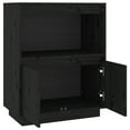 thumbnail image 3 of vidaXL Sideboard Black 60x34x75 cm Solid Wood Pine, 3 of 5