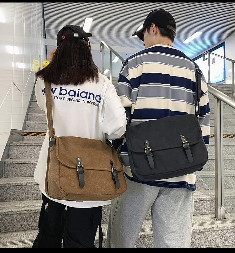 LinYooLi Canvas Messenger Bag for Men Women Y2k Vintage Crossbody Travel Satchel Shoulder Bag Hobo Grunge Hippie Laptop Bag
