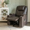 thumbnail image 3 of Powell Marciona Power Lift Recliner Chair with with Heat and Massage, Chocolate Faux Leather, 3 of 31