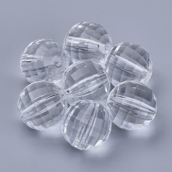 Transparent Acrylic Beads Faceted Round Clear 18x18mm Hole: 2.7mm Acrylic