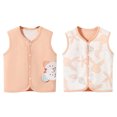 thumbnail image 2 of 2025 Baby Vest For Girls & Boys Kid's Spring And Fall Spring Cotton Reversible Vest Jacket Sleeveless Undershirt Orange, 2 of 4