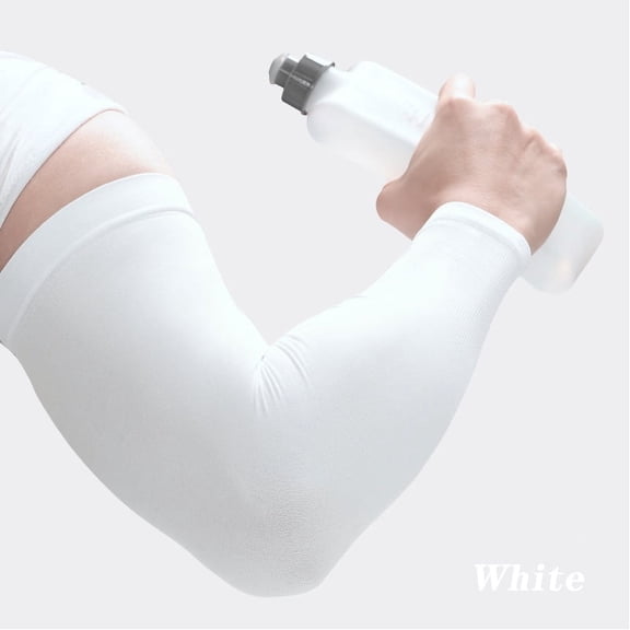 2 Pairs UV Sun Protection Cooling Arm Sleeves Cover Outdoor Sports Basketball -White