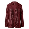 thumbnail image 4 of HXWCHs Women's Sparkling Sequin Long Sleeve Party Jacket Shiny Lapel formal Casual Outerwear Coat XXL Wine, 4 of 8