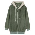 thumbnail image 2 of Chaqueta informal para mujer Baoblaze de lana de gran tamaño con capucha y cremallera 3XL, 2 of 8