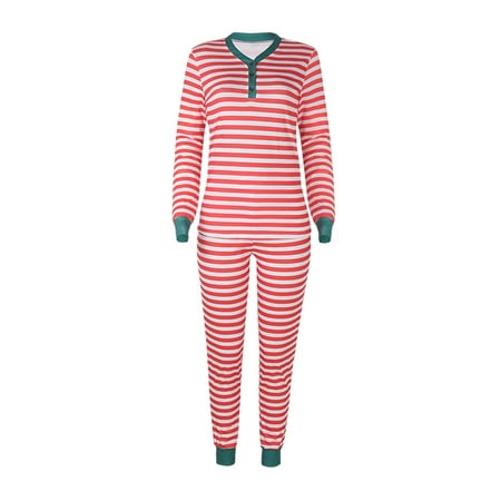 

Gupgi Family Christmas Pajamas Set Xmas Adult Kid Stripe Print Sleepwear