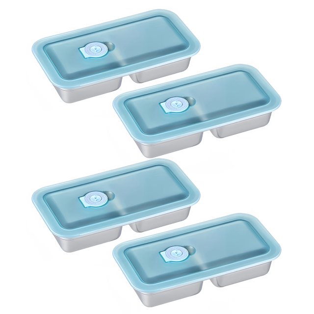 Visland Contenants à Collation en Acier Inoxydable Anti-Fuite à 2 Compartiments Contenant pour Trempette Contenants à Condiments Réutilisables avec Couvercles Boîte à Lunch en Métal pour Collations Trempettes Sauces Vinaigrettes
