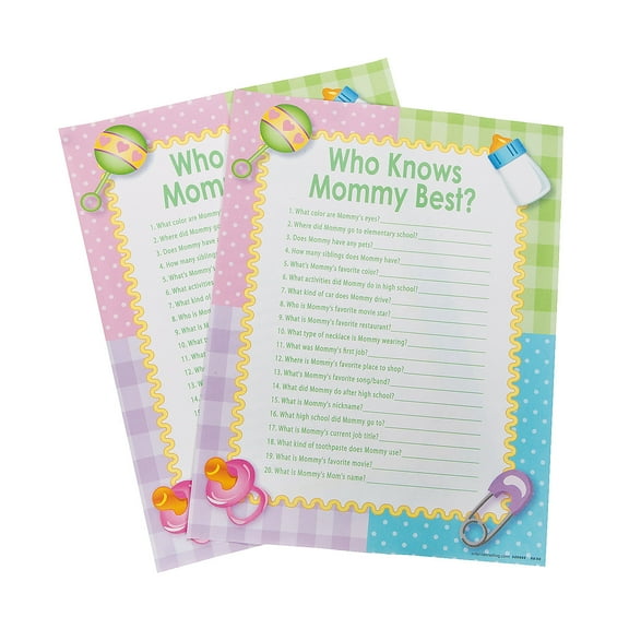 Fun Express Multicolor Who Knows Mommy Best Baby Shower Game, 24 Pieces
